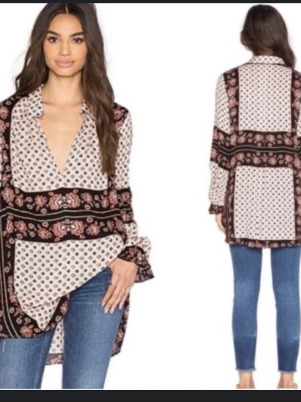 Romantic Boho Changing Times Tunic by Free People - Long Sleeve - Medium